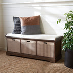 Banc de rangement SAFAVIEH Fiorello 3 tiroirs avec coussin - 47,3 L x 15 P x 19 H - 47Lx15Px19H