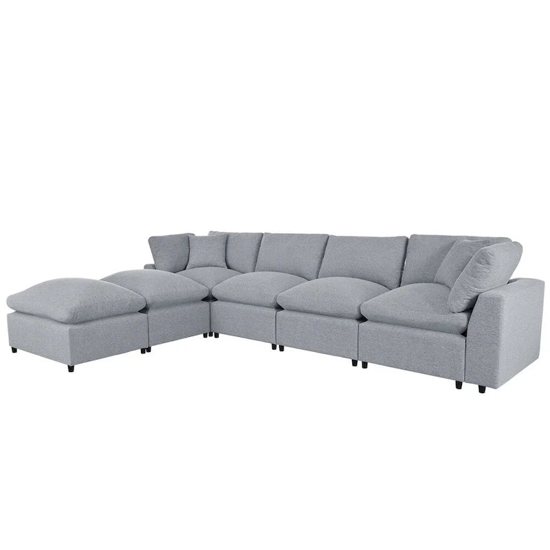 Canapé d'angle moderne en U avec 2 grandes méridiennes et poufs amovibles