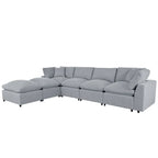 Canapé d'angle moderne en U avec 2 grandes méridiennes et poufs amovibles