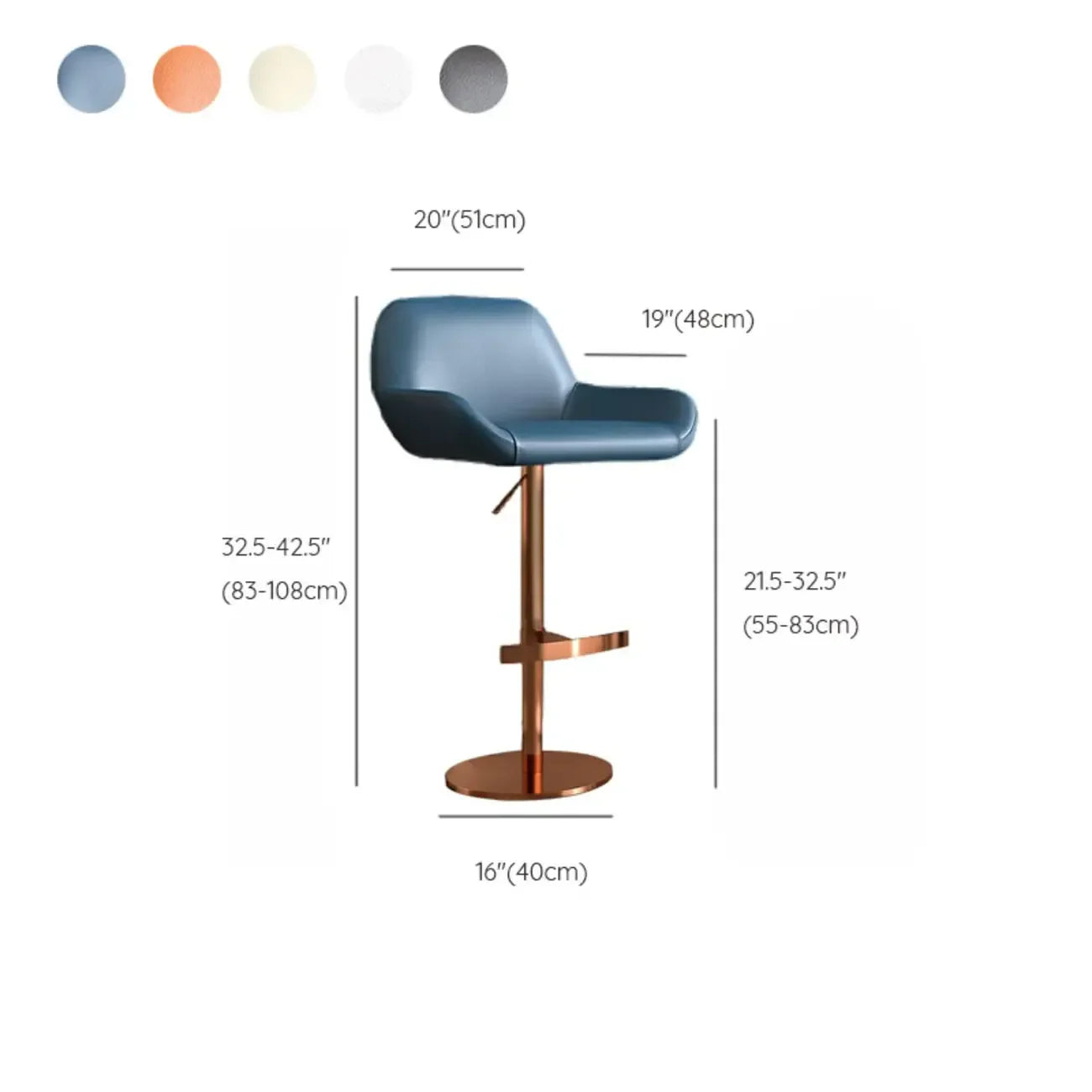 Tabourets de bar pivotants en cuir minimalistes à dossier bas pour la cuisine