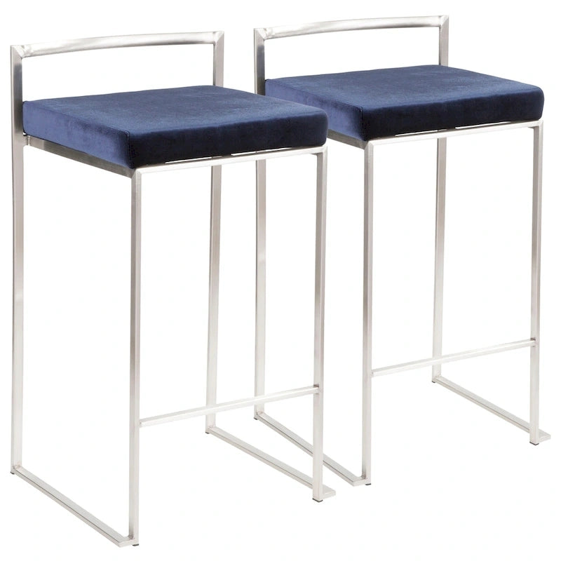 Tabouret de comptoir Silver Orchid Forrest en acier inoxydable empilable et entièrement soudé (lot de 2)
