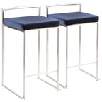 Tabouret de comptoir Silver Orchid Forrest en acier inoxydable empilable et entièrement soudé (lot de 2)