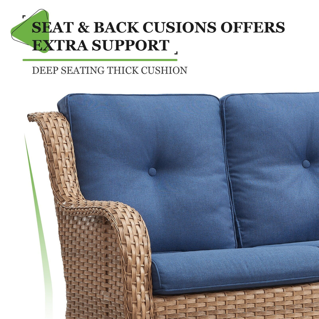 Gymojoy Canapé d'extérieur deux places en rotin Wicker Sofa Set