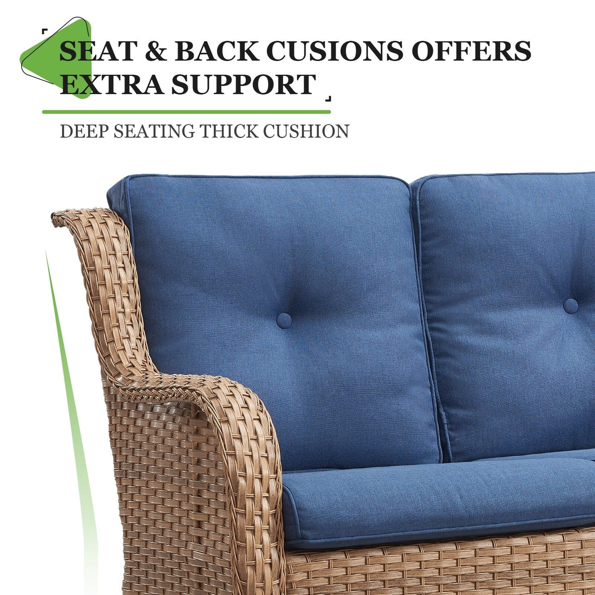 Gymojoy Canapé d'extérieur deux places en rotin Wicker Sofa Set