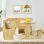 MUSEHOMEINC Ensemble de table de salle à manger 3 pièces en bois massif de style traditionnel avec banquette latérale, ensemble de table de coin repas avec rangement caché
