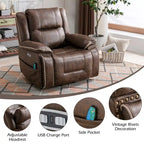 Fauteuil releveur confortable avec massage chauffant, porte-gobelet et port USB