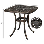 Patio 21 Table de salle à manger en fonte d'aluminium avec trou pour parasol