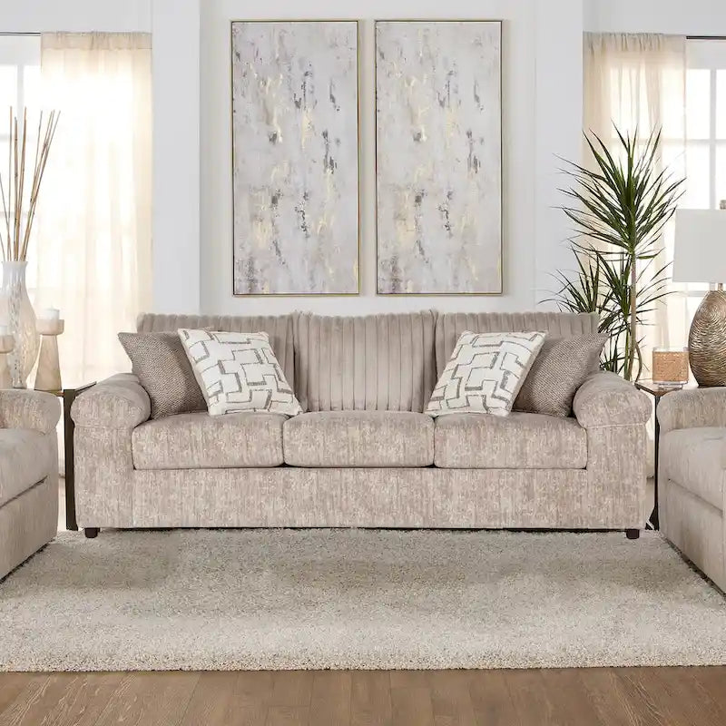 Ensemble canapé, causeuse et fauteuil câlin en velours côtelé à grosses côtes Nason de Roundhill Furniture