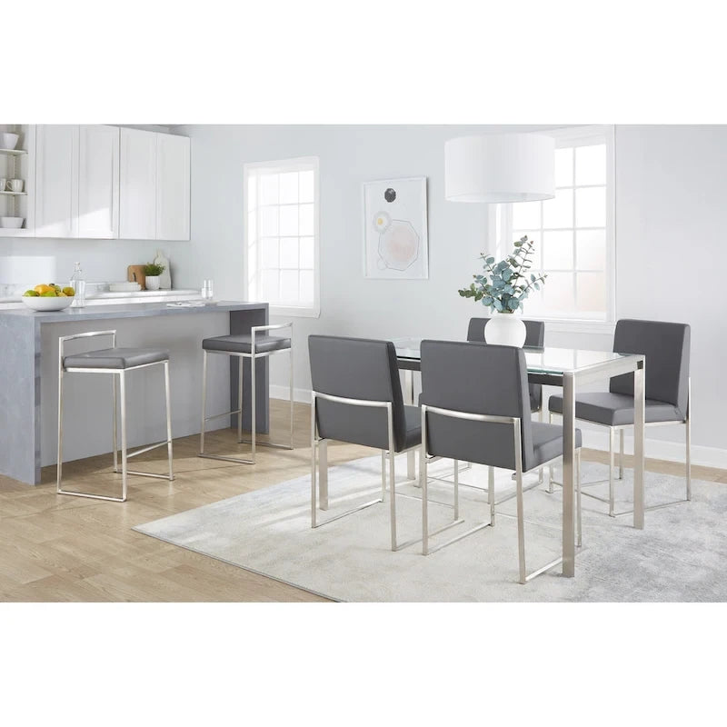 Tabouret de comptoir Silver Orchid Forrest en acier inoxydable empilable et entièrement soudé (lot de 2)