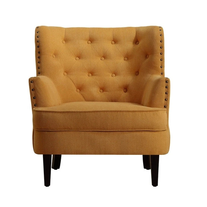 Moser Bay Mignon Fauteuil d'appoint à oreilles capitonné large de 76 cm en velours et lin