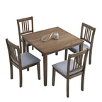 Ensemble Table et Chaises de Salle à Manger Carrée en Bois, Table à Manger Décontractée avec 4 Chaises de Salle à Manger Rembourrées pour Coin Repas de Cuisine