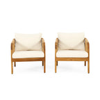 Ensemble de fauteuils de club en bois d'acacia et osier Jabe Outdoor de Christopher Knight Home
