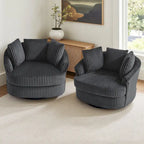 DREAMSIDEA Lot de 2 fauteuils pivotants recouverts de tissu, accoudoirs encastrés