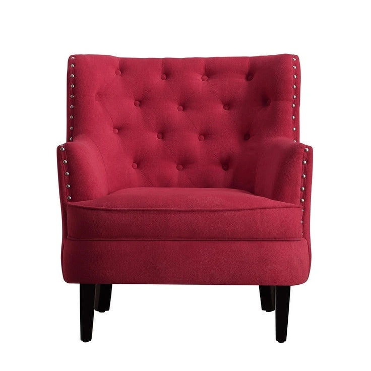 Moser Bay Mignon Fauteuil d'appoint à oreilles capitonné large de 76 cm en velours et lin