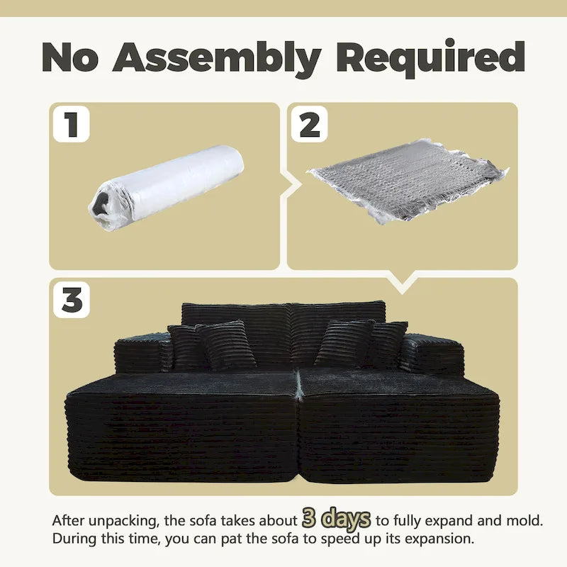 HOOOWOOO Canapé d'angle moderne en peluche avec pouf amovible