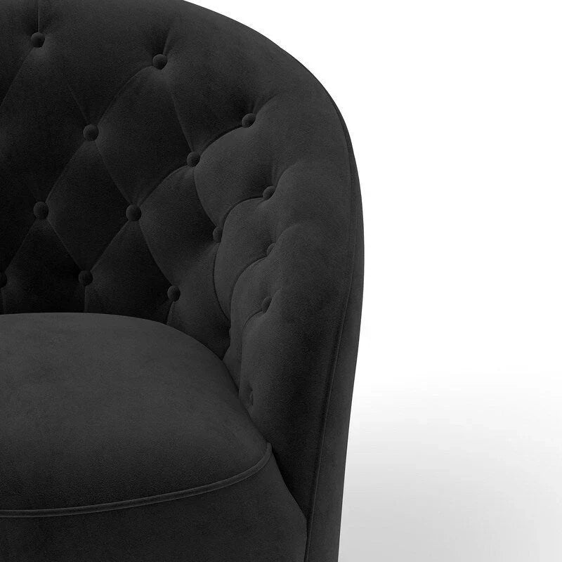 Fauteuil club pivotant à 360 degrés en velours avec dossier capitonné