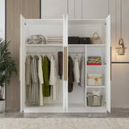 Armoire moderne autoportante en bois massif avec étagères de rangement