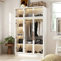 47,2 Grande Armoire LED Lumineuse Placard à Portes en Verre Entièrement en Verre