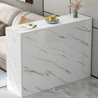 Table de bar longue rectangulaire blanche en bois pour salon