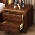 Petite Table de Chevet en Bois Marron Noyer Traditionnel à 2 Tiroirs