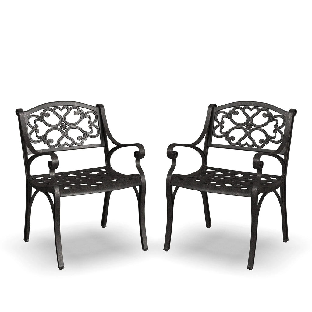 Ensemble de salle à manger d'extérieur 7 pièces en aluminium bronze Sanibel avec table à manger ovale de 72 et six fauteuils par Homestyles