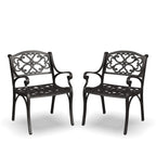 Ensemble de salle à manger d'extérieur 7 pièces en aluminium bronze Sanibel avec table à manger ovale de 72 et six fauteuils par Homestyles
