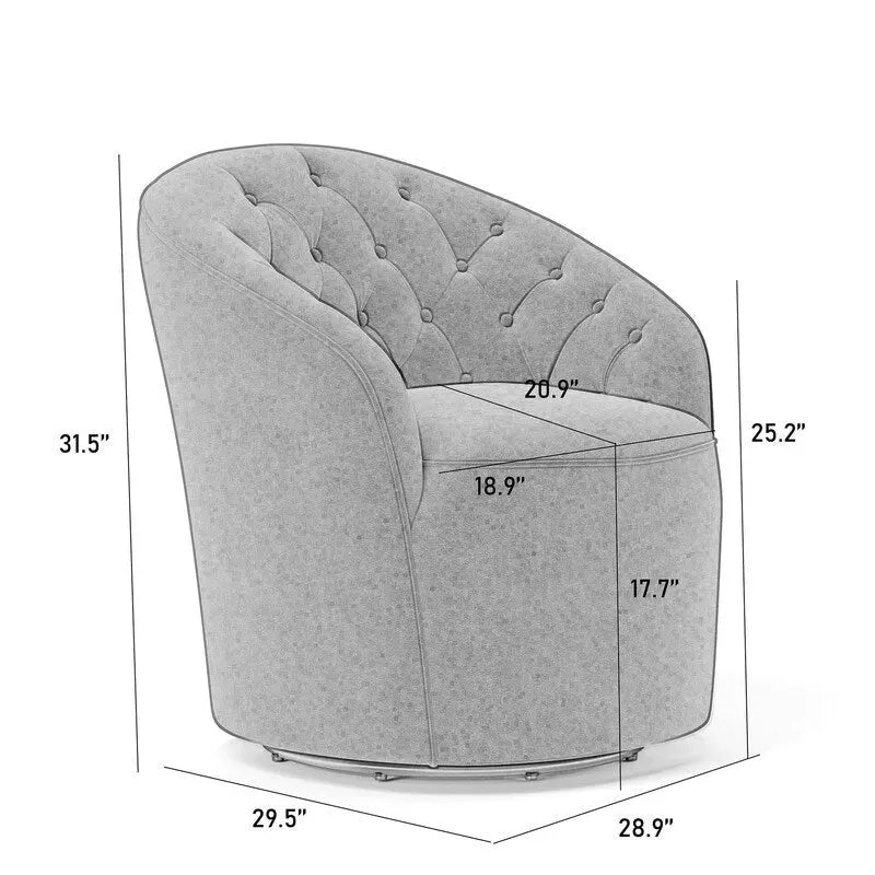 Fauteuil club pivotant à 360 degrés en velours avec dossier capitonné