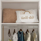 Armoire de rangement en bois avec 6 cubes de rangement et tringle à vêtements