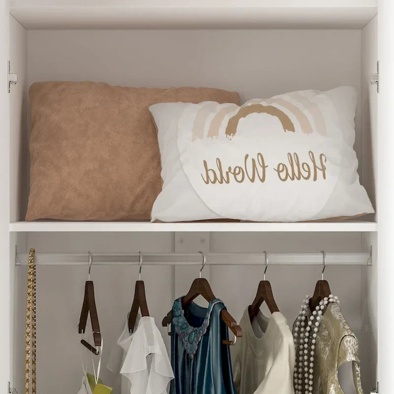 Armoire de rangement en bois avec 6 cubes de rangement et tringle à vêtements