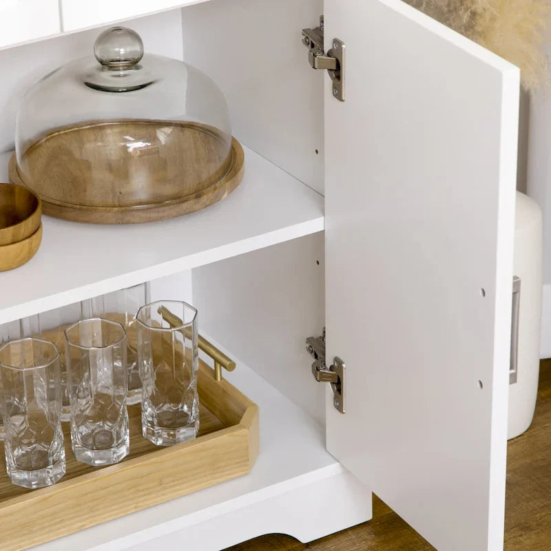 Meuble de Rangement Buffet de Cuisine Blanc avec 3 Tiroirs et Étagère Réglable
