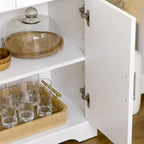 Meuble de Rangement Buffet de Cuisine Blanc avec 3 Tiroirs et Étagère Réglable