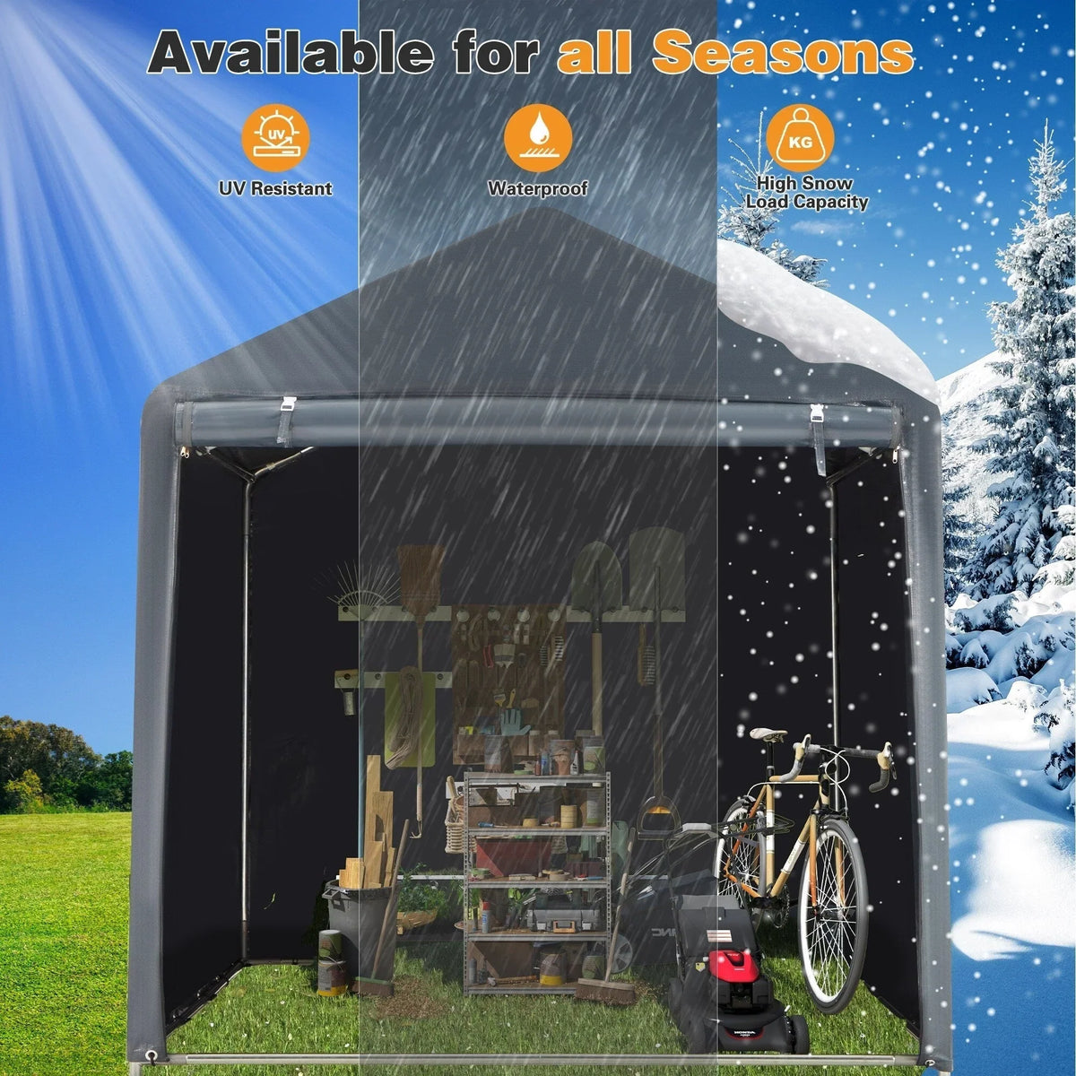 Abri de rangement extérieur et abri de voiture : abri portable pour vélos, motos et rangement de jardin