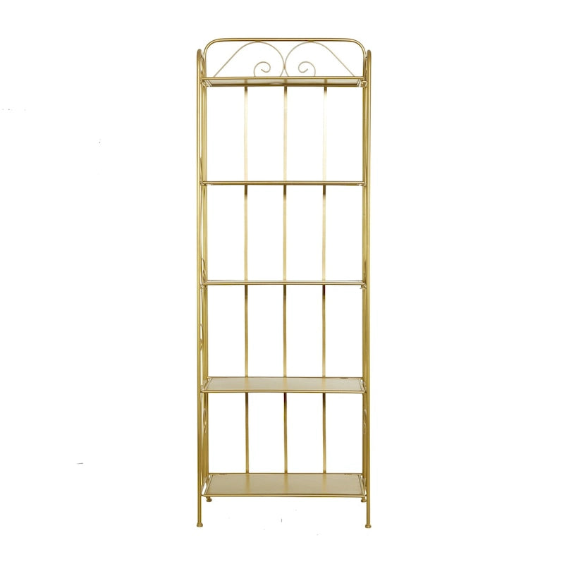 Étagère de Boulanger Pliable Haute à 5 Niveaux en Métal Décoratif pour Intérieur/Extérieur - Or ou Blanc - Roche River Decor