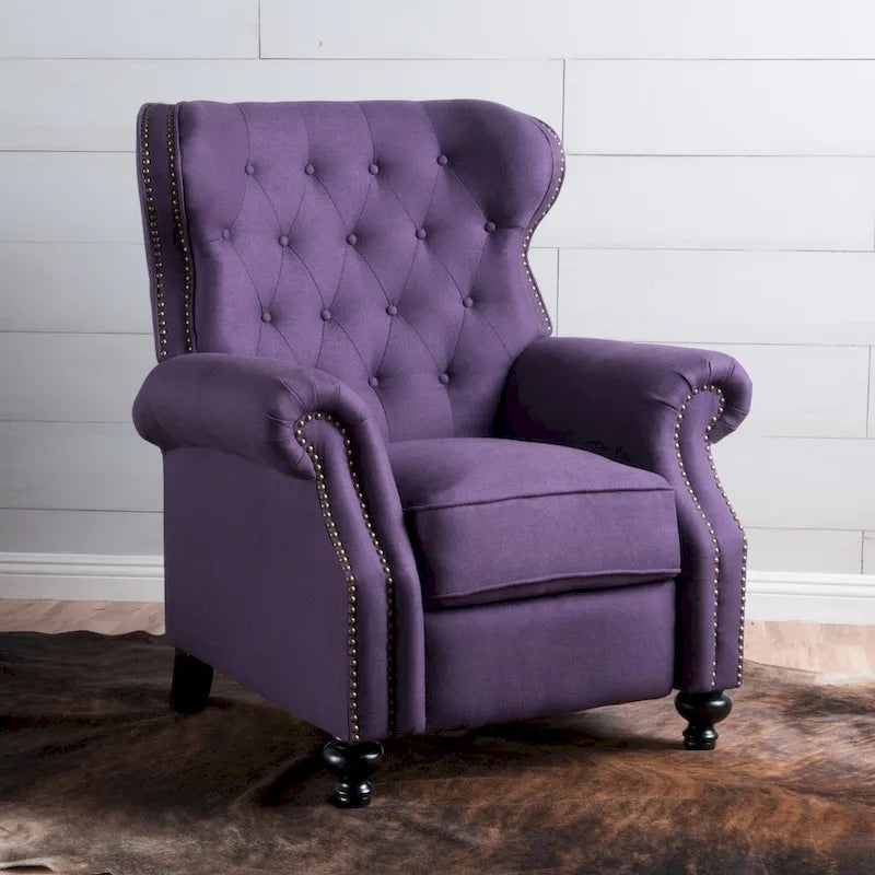 Fauteuil inclinable en tissu touffeté Walder avec têtes de clous par Christopher Knight Home