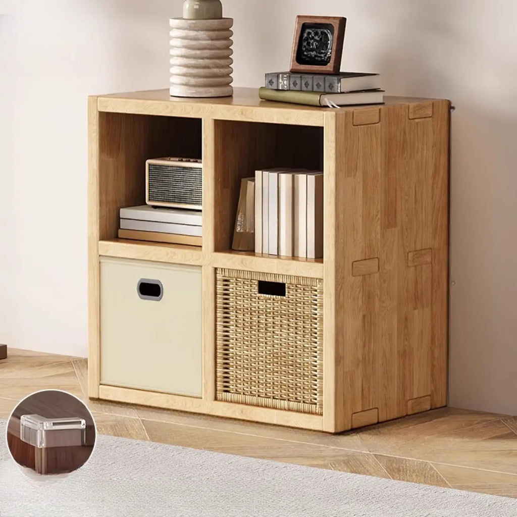 Bibliothèque moderne horizontale en bois à 8 cubes, finition naturelle