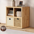 Bibliothèque moderne horizontale en bois à 8 cubes, finition naturelle