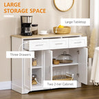 Meuble de Rangement Buffet de Cuisine Blanc avec 3 Tiroirs et Étagère Réglable