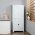 HOMCOM Grand garde-manger de cuisine autoportant de 183 cm, organisateur de rangement à 4 portes avec 4 niveaux et étagères réglables, blanc