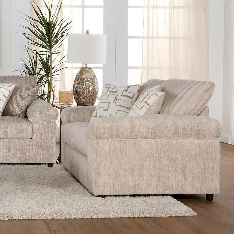 Ensemble canapé, causeuse et fauteuil câlin en velours côtelé à grosses côtes Nason de Roundhill Furniture
