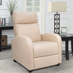 Fauteuil inclinable à dossier basculant en similicuir, marron / noir / gris / kaki / rouge / beige, simple