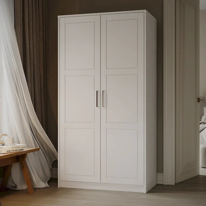 Palace Imports Armoire Urbaine 2 Portes 100% Bois Massif avec Portes Pleines et Miroirs