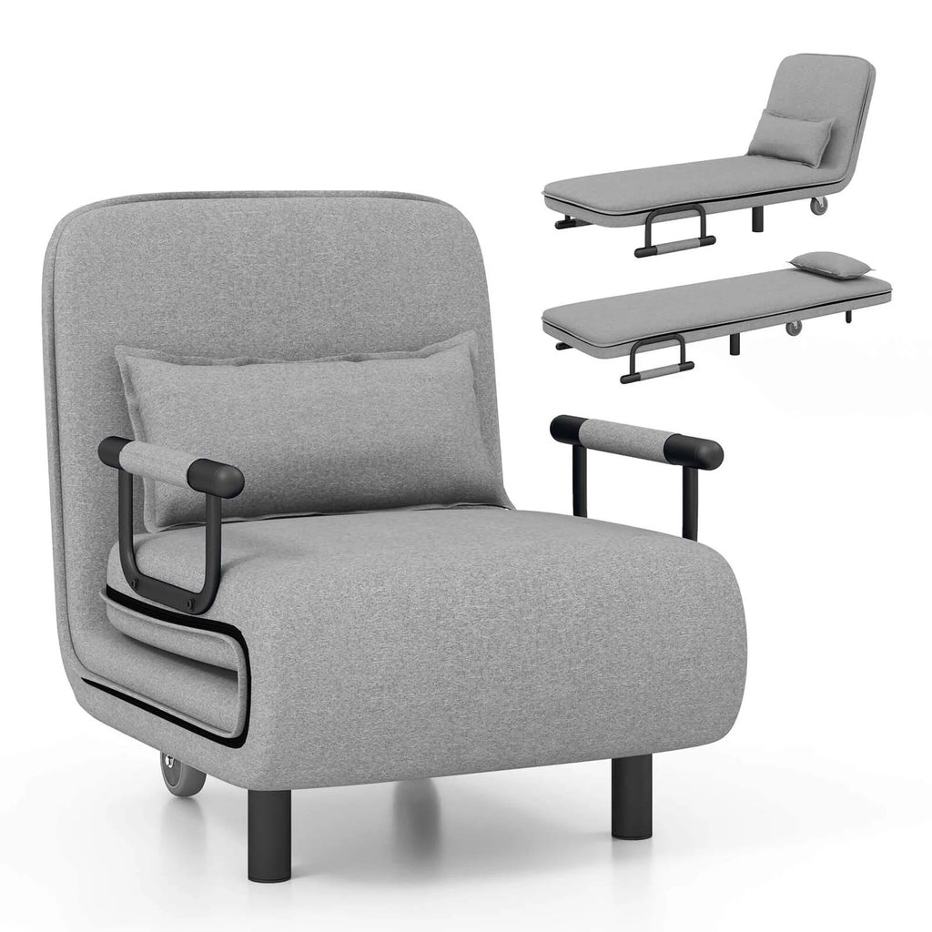 Chaise Longue Pliante Convertible en Lit Canapé avec Dossier Réglable