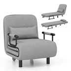 Chaise Longue Pliante Convertible en Lit Canapé avec Dossier Réglable