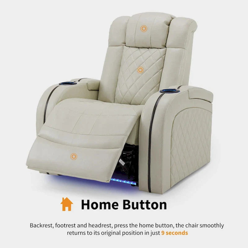 Fauteuil inclinable électrique MCombo avec appuie-tête réglable, siège de cinéma maison à deux moteurs avec port USB, cuir respirant HTS411
