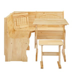 MUSEHOMEINC Ensemble de table de salle à manger 3 pièces en bois massif de style traditionnel avec banquette latérale, ensemble de table de coin repas avec rangement caché