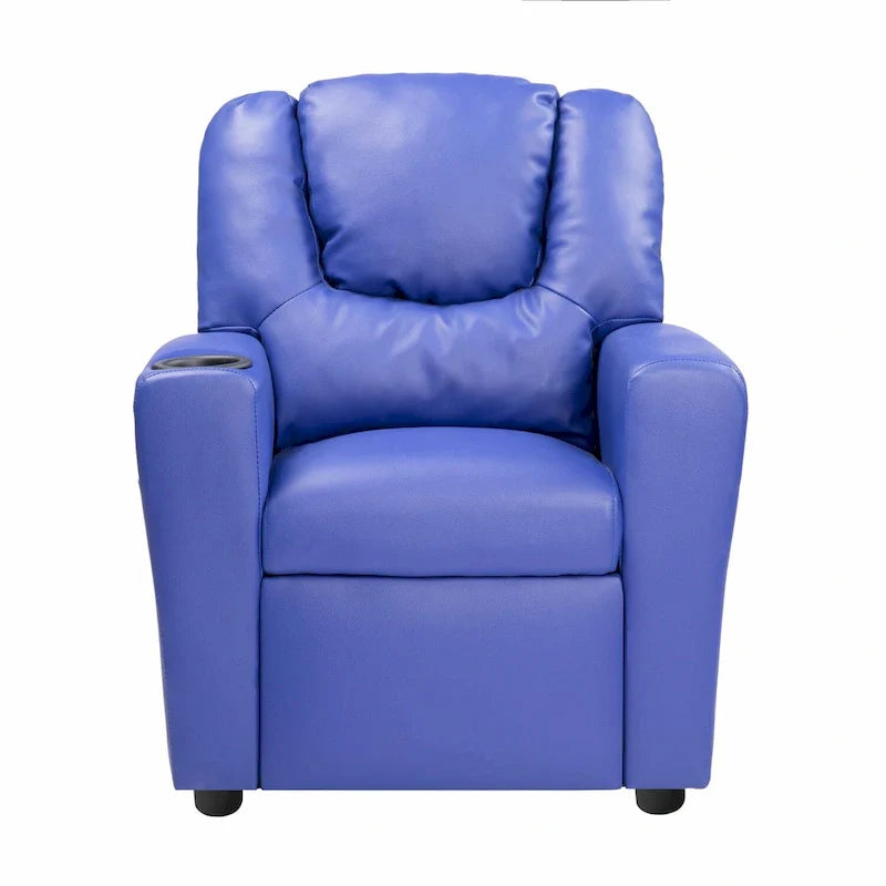 Fauteuil inclinable pour enfants en PVC avec fonction d'inclinaison par poussée, porte-gobelet et repose-pieds confortable
