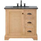 Meuble sous-vasque Hervas avec plateau en marbre naturel, sans miroir