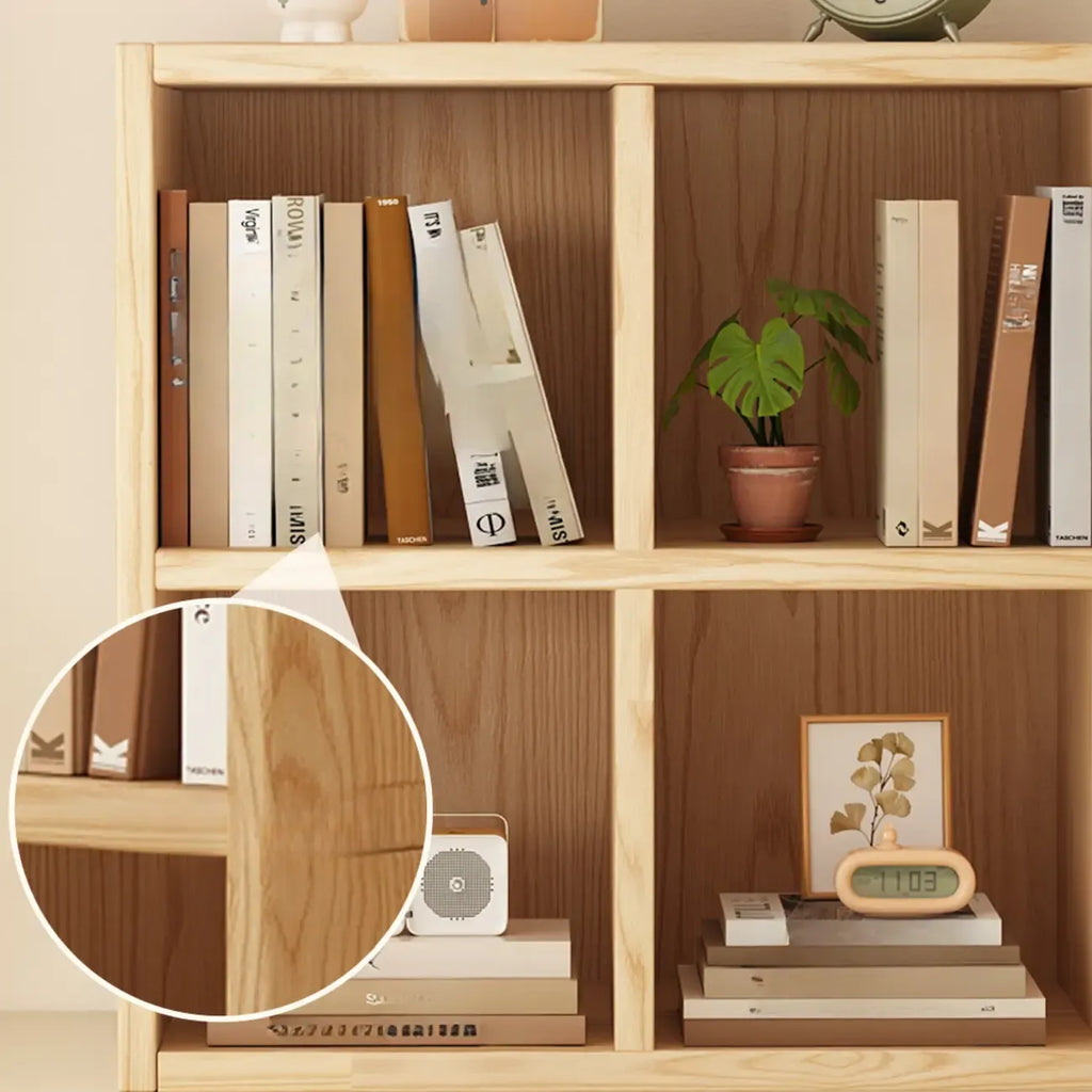 Bibliothèque moderne horizontale en bois à 8 cubes, finition naturelle