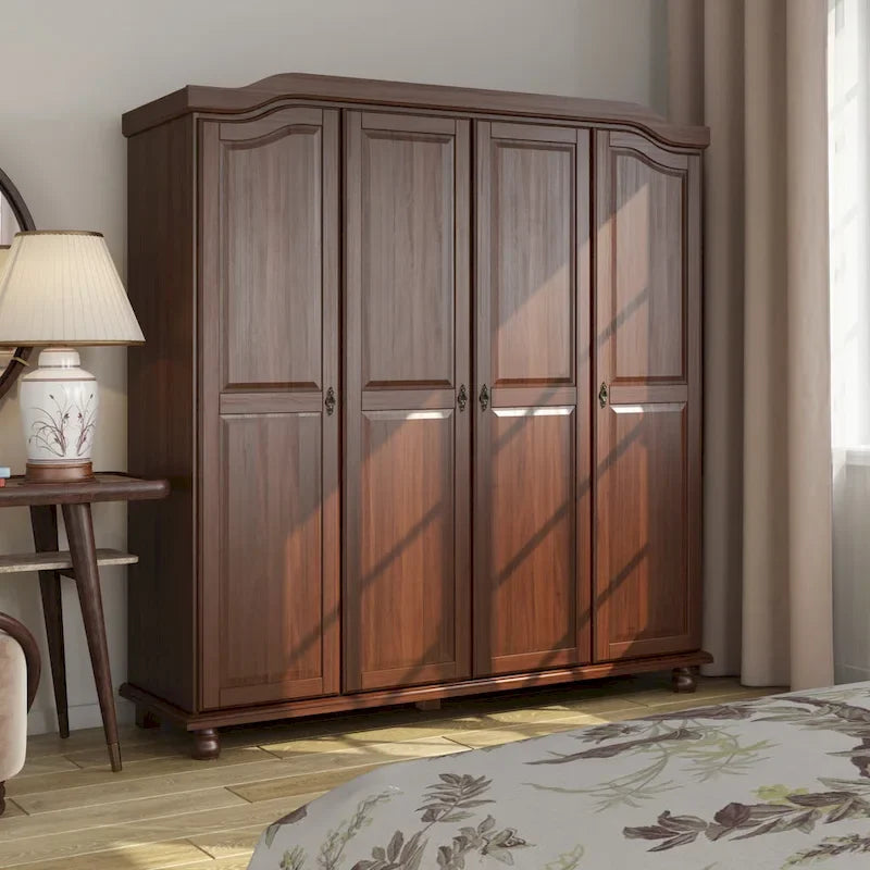 Palace Imports Kyle Armoire 4 portes 100 % en bois massif avec portes en bois massif ou portes miroir
