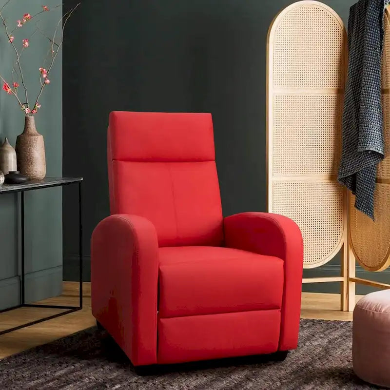 Fauteuil inclinable à dossier basculant en similicuir, marron / noir / gris / kaki / rouge / beige, simple